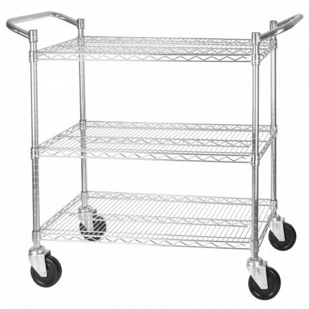 3-tier wire shelving cart- chrome 24"x 18''