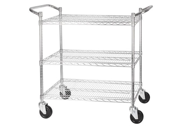 3-tier wire shelving cart- chrome 36x18
